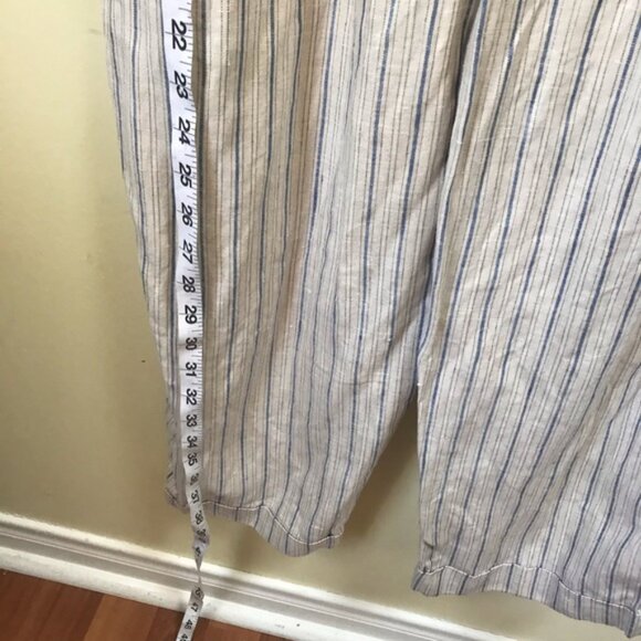 Dior Vintage 80s Linen Striped Loose Fit High Waist Pants Straight Leg Neutral - Picture 11 of 16